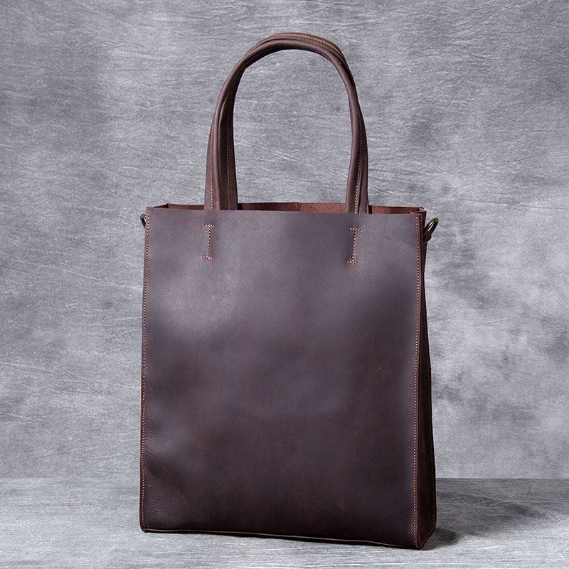 Luxury Bags For School - Vintage genuine leather men hand tote