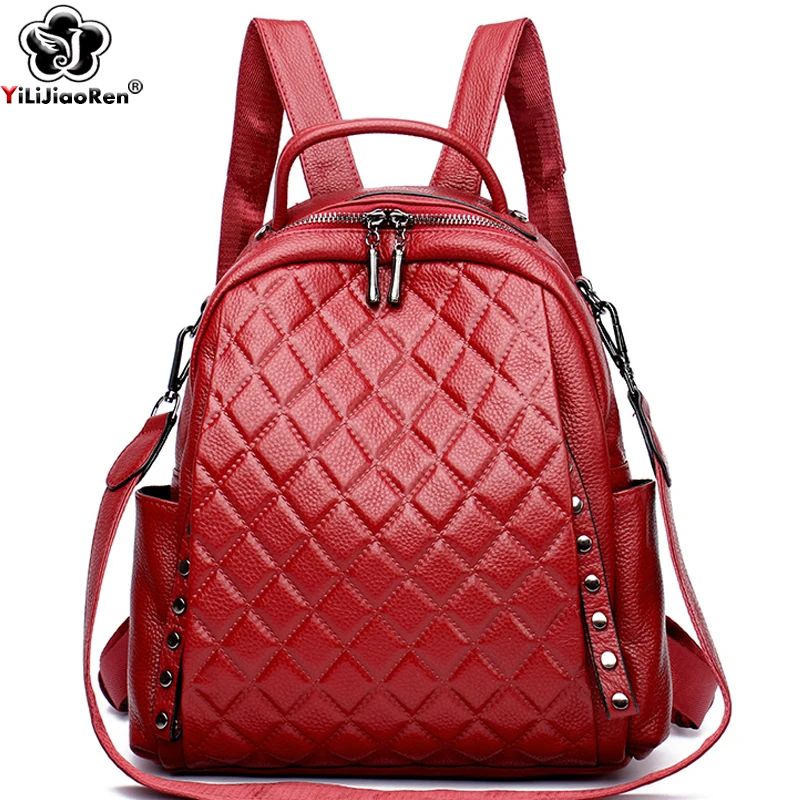 Luxury Bags For School - Genuine Leather Rucksack Women Shoulder Bag