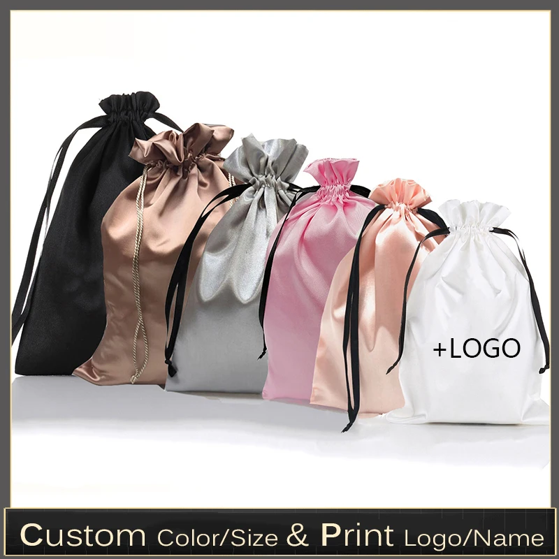 Luxury Bags For School - 10PCS Custom Satin Extensions Hair Bags