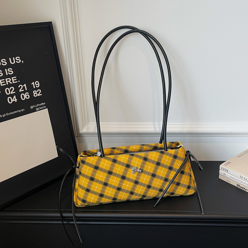 Luxury Bags That Are Affordable - Fashion Microfiber Striped Plaid Zipper Bow