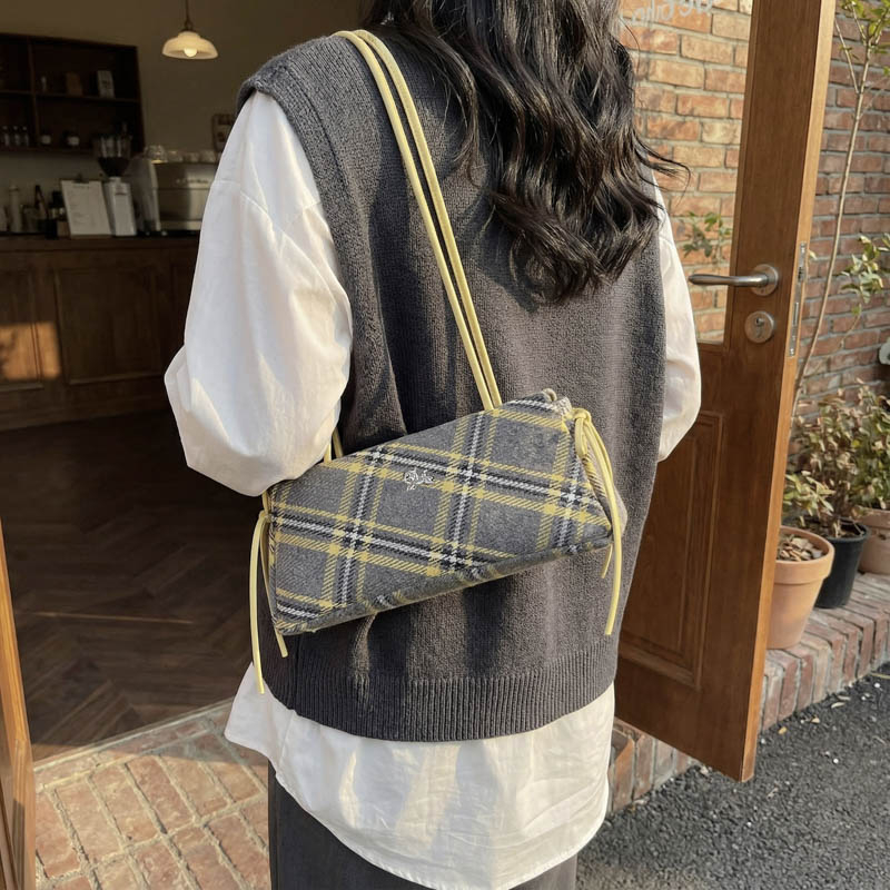 Luxury Bags That Are Affordable - Fashion Microfiber Striped Plaid Zipper Bow