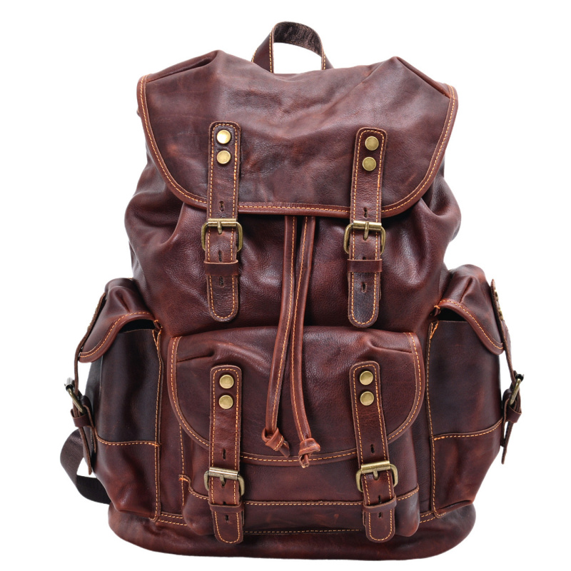 Genuine Leather Backpack - Retro Men's Shoulder Bag Leather Casual