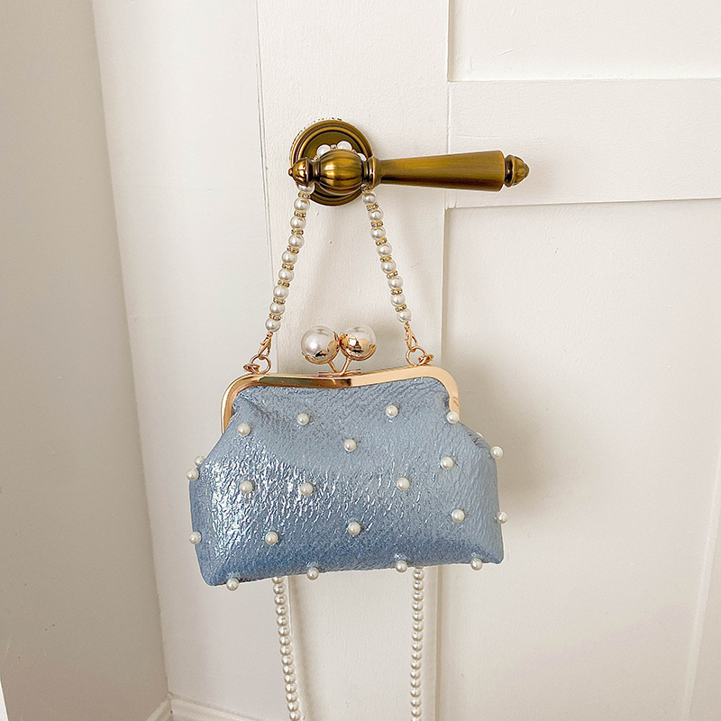 Luxury Bags That Are Affordable - Glitter Pearl Decor Kiss Lock Evening