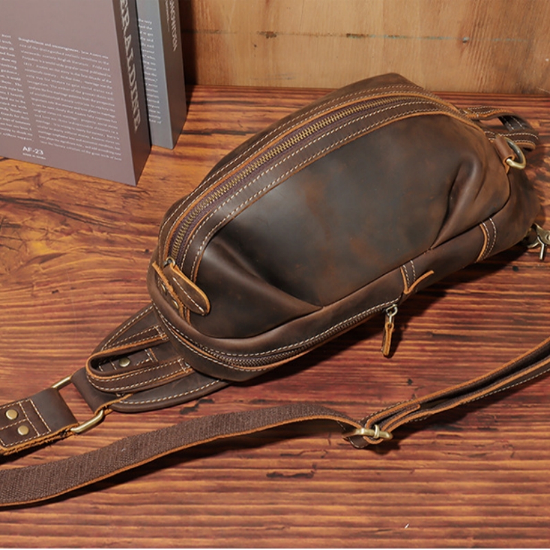 Genuine Leather Backpack - Fashion Design Luxury Men's Sling Chest