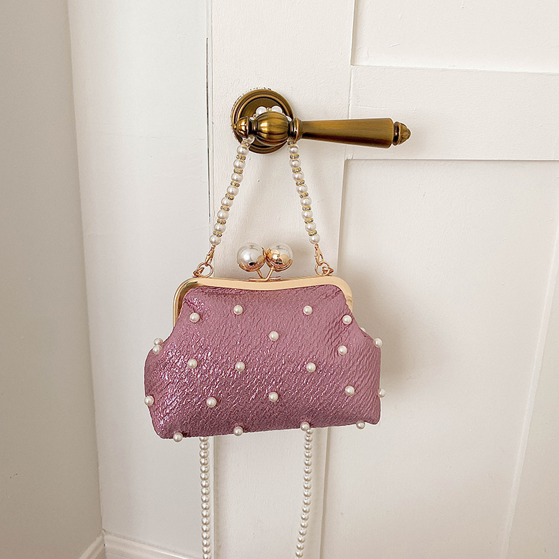 Luxury Bags That Are Affordable - Glitter Pearl Decor Kiss Lock Evening