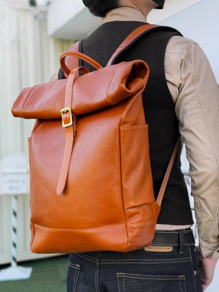 Large Capacity Mens Genuine Le - Genuine Leather Backpack review and price