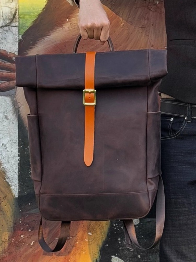 Large Capacity Mens Genuine Le - Genuine Leather Backpack review and price