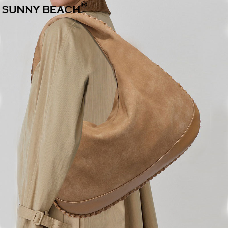 Fashion Large Capacity Shoulde - Half Moon Bag Suede review and price
