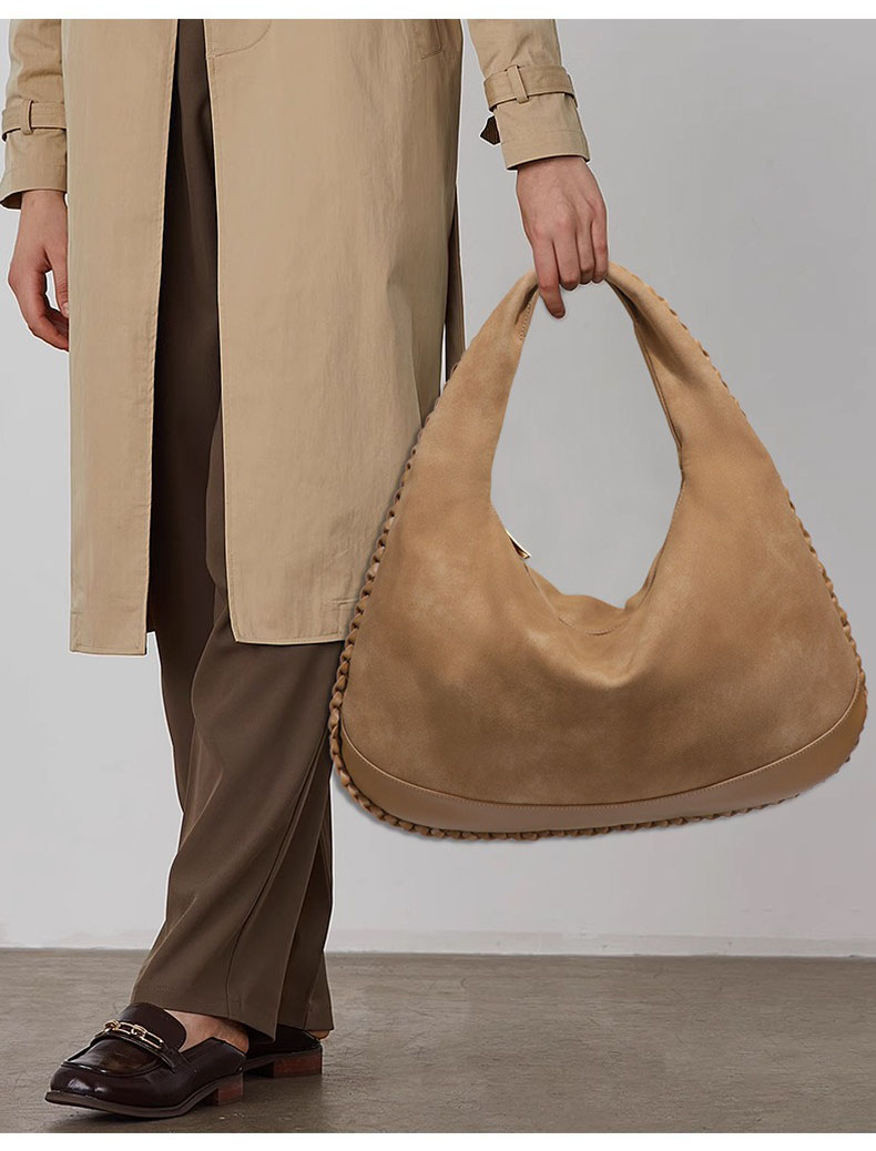 Fashion Large Capacity Shoulde - Half Moon Bag Suede review and price