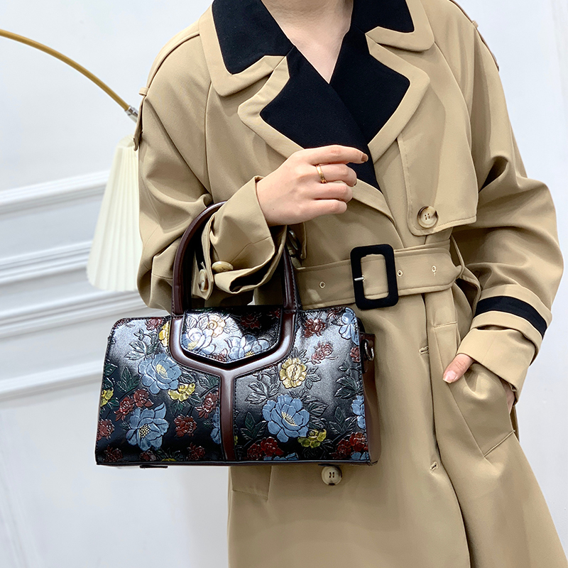 Vintage Floral Embossed Boston - Luxury Bags Vegan review and price