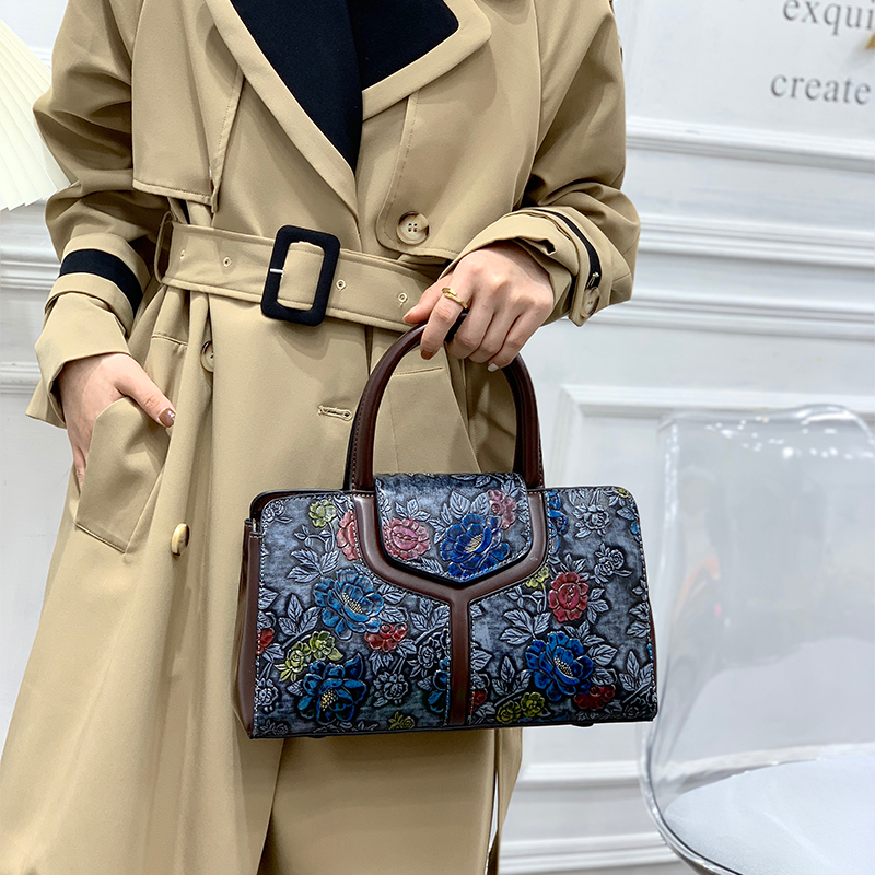 Vintage Floral Embossed Boston - Luxury Bags Vegan review and price