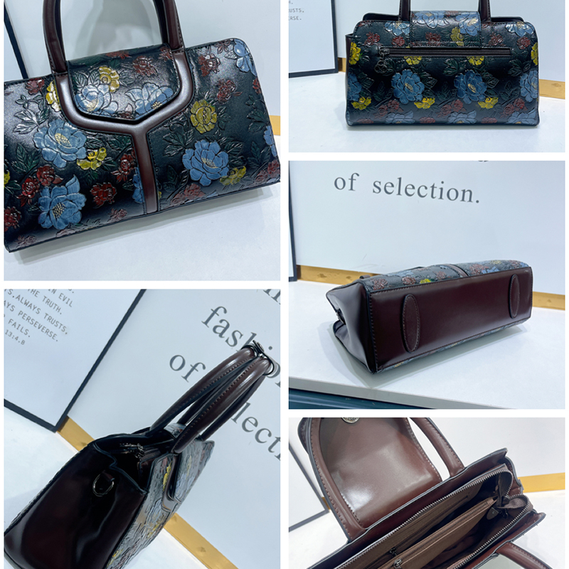 Vintage Floral Embossed Boston - Luxury Bags Vegan review and price