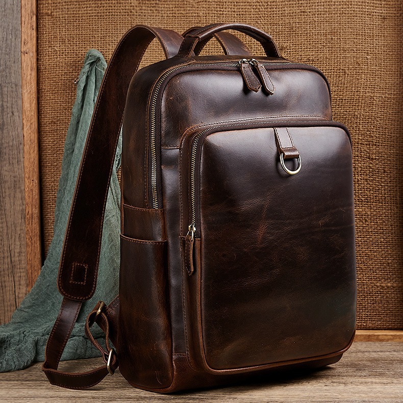 Men's Top Grain Waxed Leather  - Genuine Leather Backpack review and price
