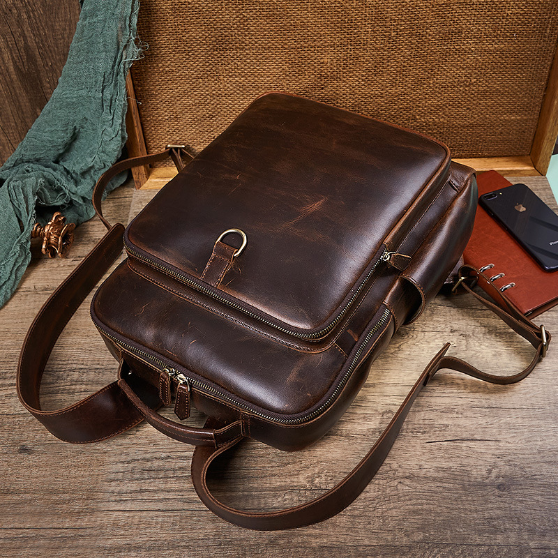 Men's Top Grain Waxed Leather  - Genuine Leather Backpack review and price
