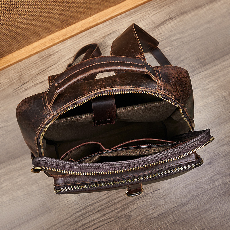 Men's Top Grain Waxed Leather  - Genuine Leather Backpack review and price