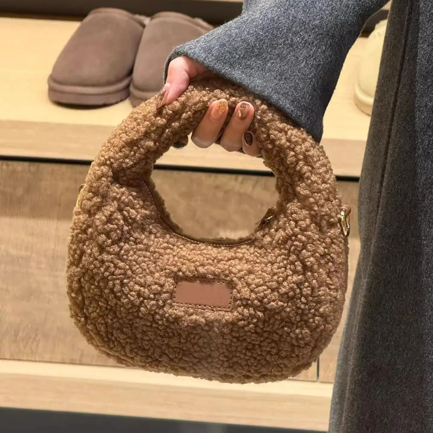 Half Moon Design Lamb Wool Han - Half Moon Bag Suede review and price