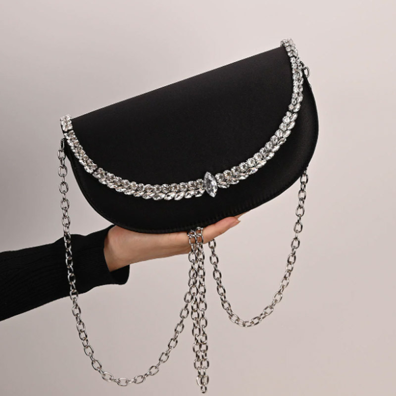 Luxury Sparkling Diamond Asymm - Half Moon Bag Suede review and price