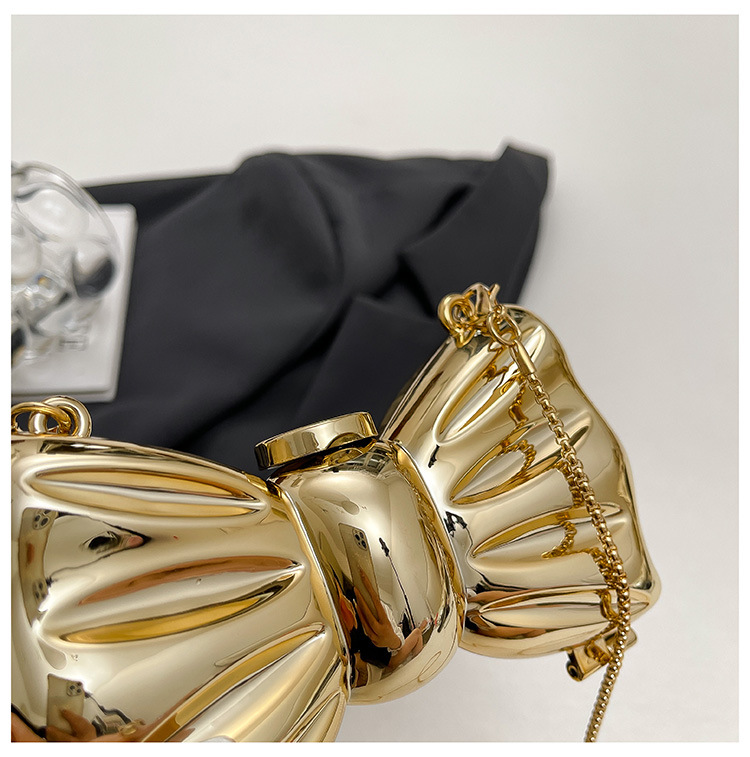 Glossy Gold Metal Bow Shaped M - Luxury Bags Cute review and price