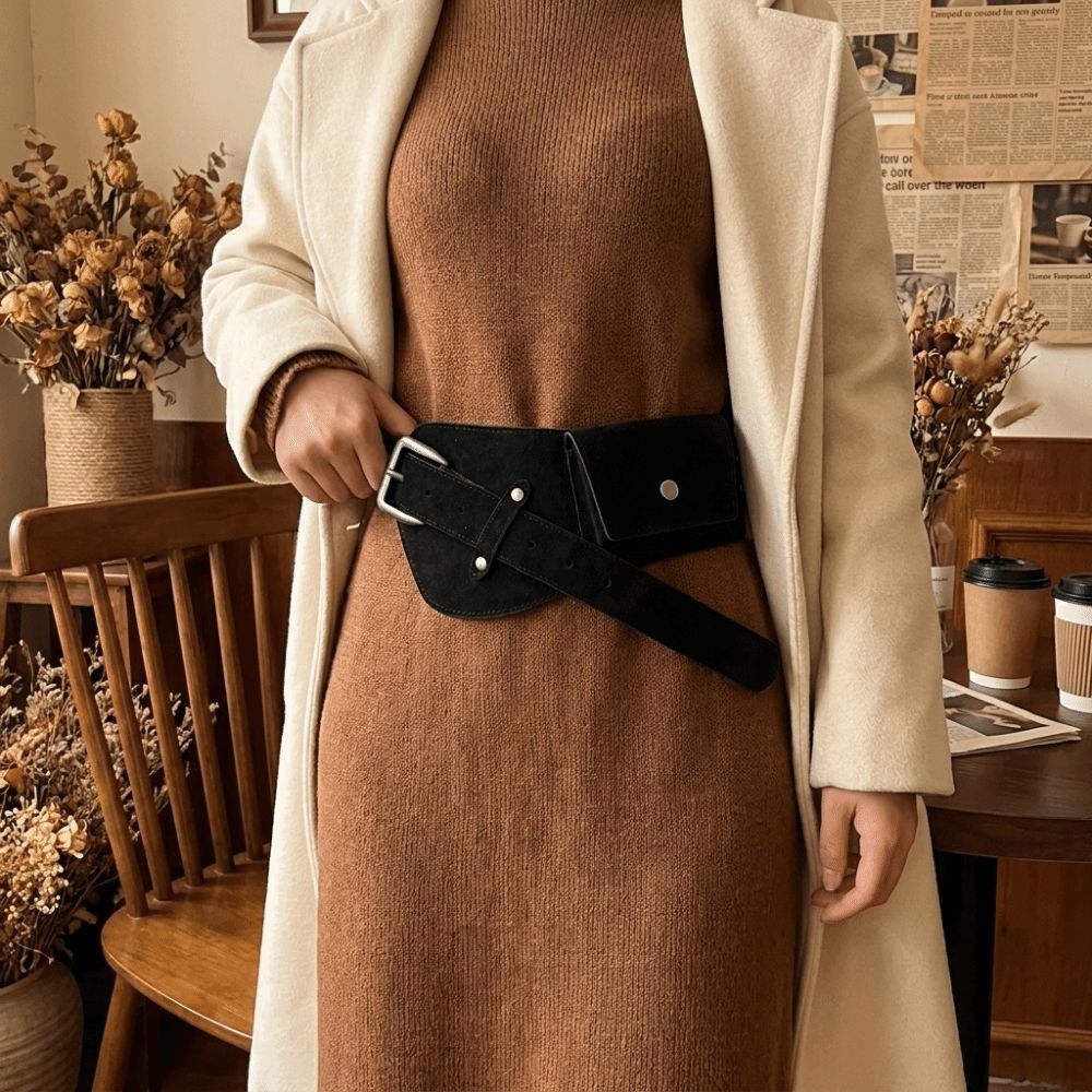 Western Cowboy Style PU Pin Bu - Belt Bag Leather Wide review and price