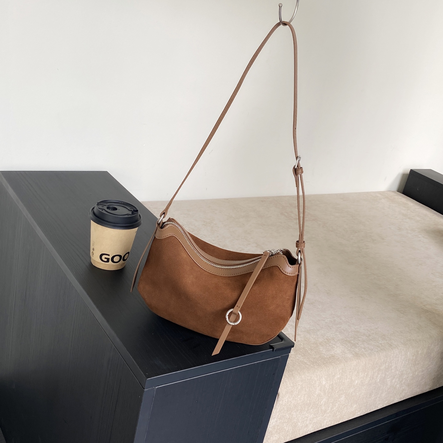 Matte Suede Genuine Leather Ho - Half Moon Bag Suede review and price
