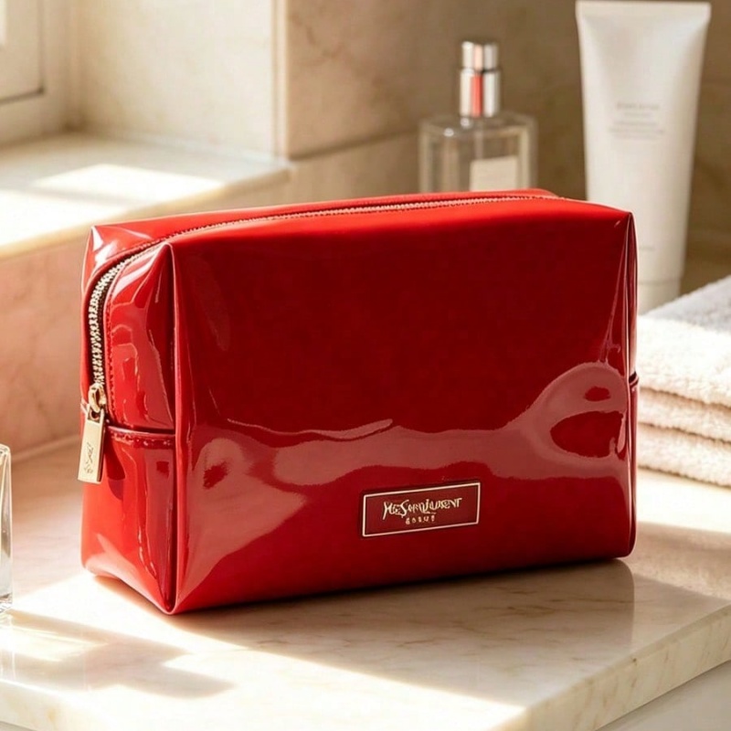YSL BEAUTE Red Faux Leather Ma - Luxury Bags With Zipper review and price