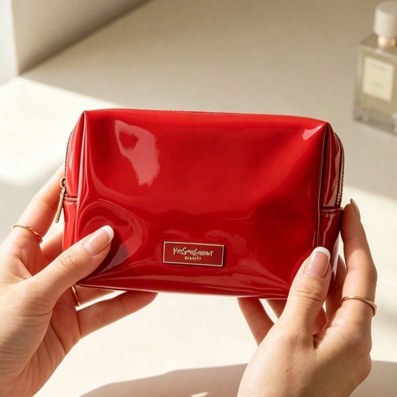 YSL BEAUTE Red Faux Leather Ma - Luxury Bags With Zipper review and price
