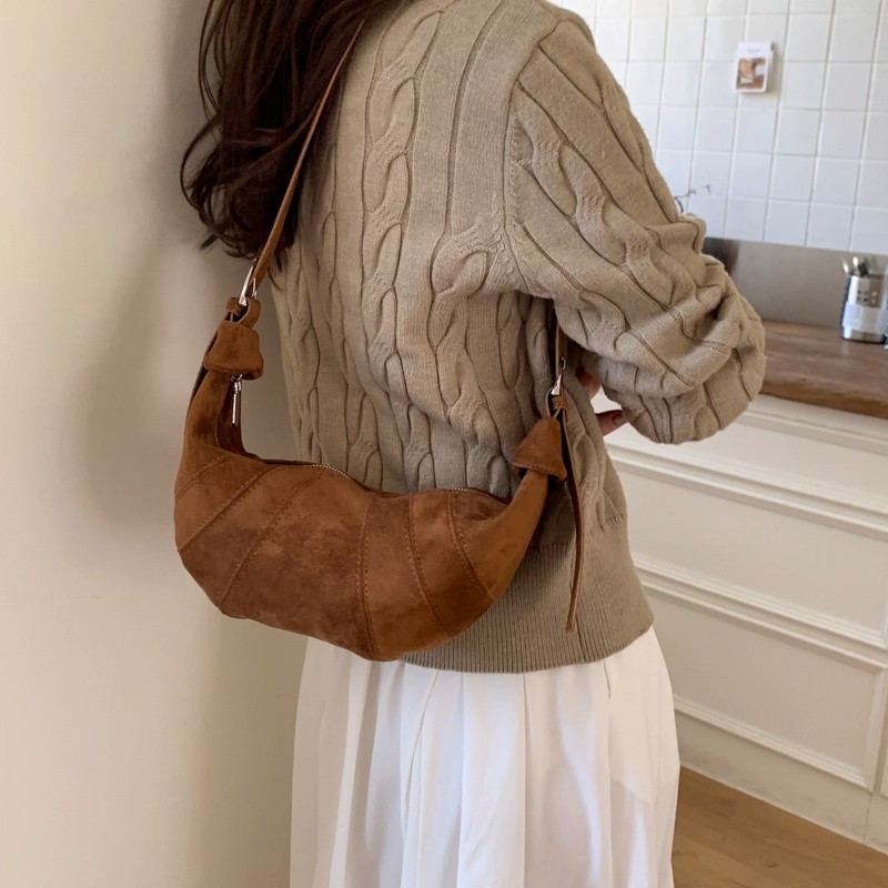 JIAERDI Retro Solid Color Sued - Half Moon Bag Suede review and price