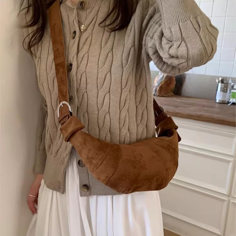 JIAERDI Retro Solid Color Sued - Half Moon Bag Suede review and price