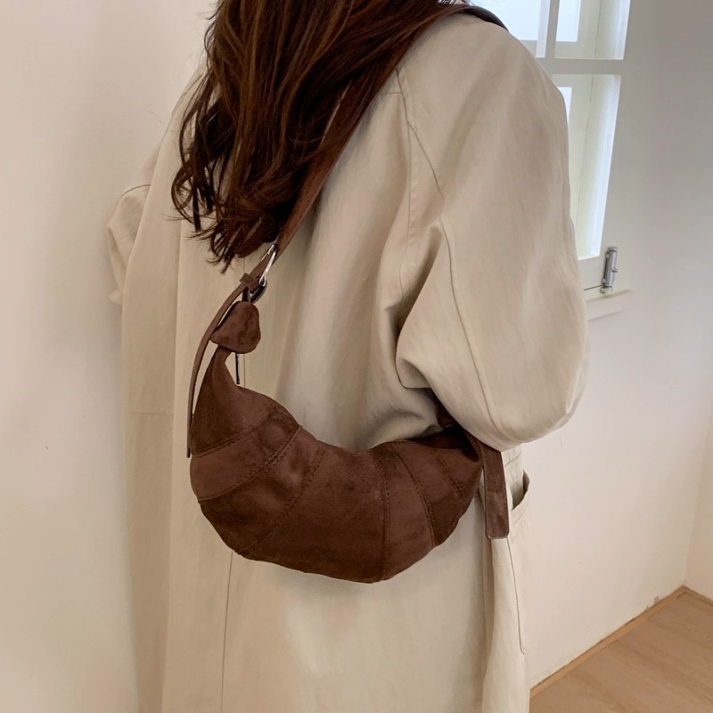 JIAERDI Retro Solid Color Sued - Half Moon Bag Suede review and price
