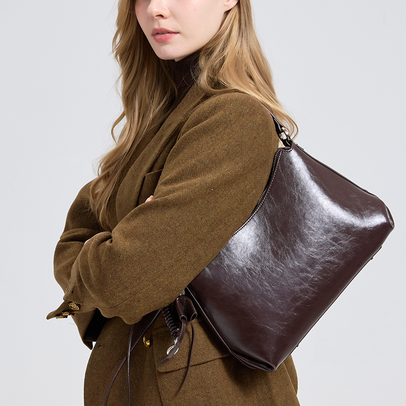Retro Frosted Genuine Leather  - Half Moon Bag Suede review and price