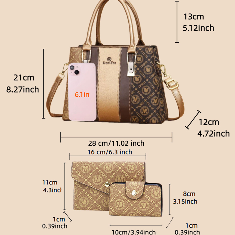 3-piece set of women's handbag - Luxury Bags With Zipper review and price