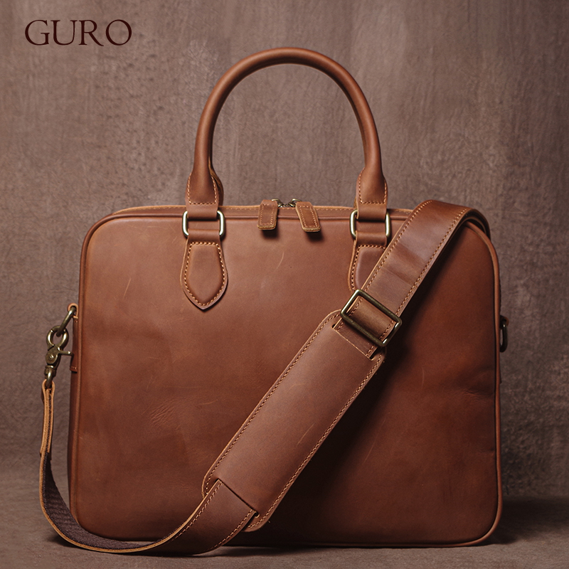 GURO Men Crazy Horse Cowhide B - Luxury Bags Laptop review and price