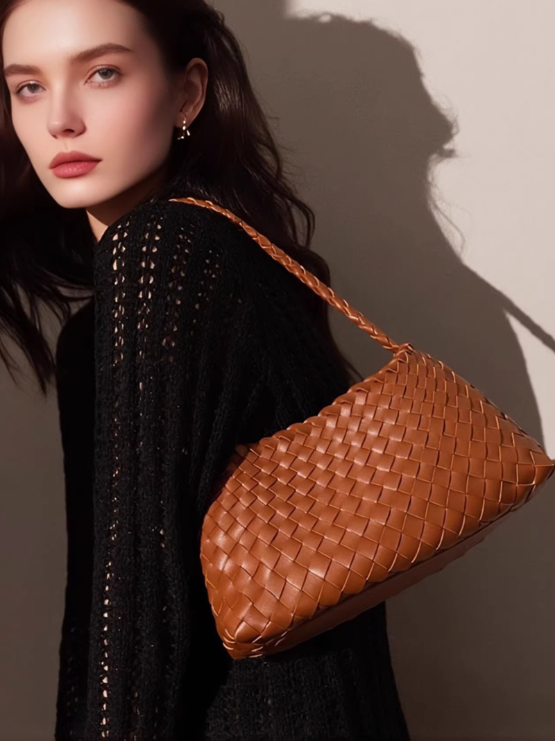 Hand woven popular high-end si - Half Moon Bag Suede review and price