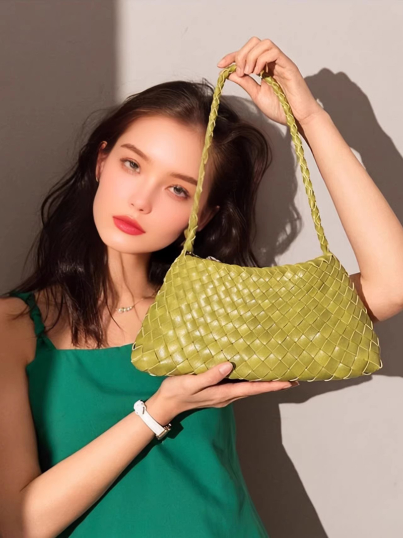 Hand woven popular high-end si - Half Moon Bag Suede review and price