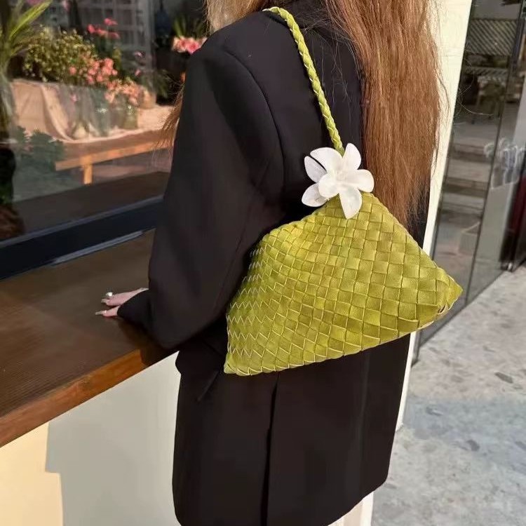 Hand woven popular high-end si - Half Moon Bag Suede review and price