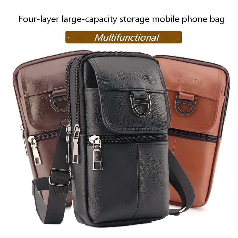 Men's Leather Waist Bag - Larg - Genuine Leather Backpack review and price